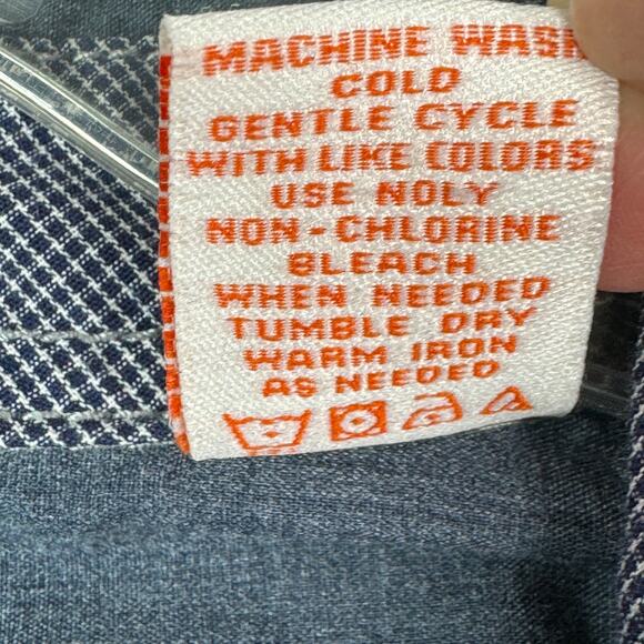 Michael Brandon Chambray Button Up Shirt Roll Tab Sleeves Blue L - Picture 8 of 8